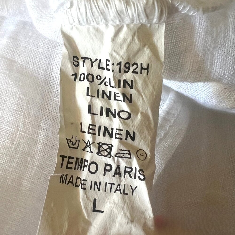 NWT Tempo Paris 100% Linen Jacket Open Front White Cardigan Long Sleeve Large - Picture 7 of 8